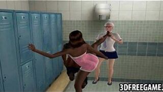 Some sexy game play with two hot blonde 3D sluts porn video